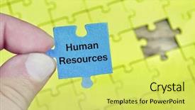  Presentation with human resources puzzle - Beautiful presentation theme featuring puzzle pieces with word human backdrop and a yellow colored foreground
