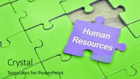  Presentation with human resources - Cool new presentation theme with puzzle pieces with word human backdrop and a seafoam green colored foreground
