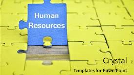  Presentation with human resources puzzle - Slides enhanced with puzzle pieces with word human background and a yellow colored foreground
