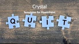  Presentation with quit - Amazing PPT layouts having puzzle pieces with word quit backdrop and a gray colored foreground