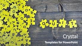 Presentation with quit - Amazing slides having puzzle pieces with word quit backdrop and a gray colored foreground