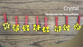  Presentation with puzzle pieces - PPT theme enhanced with puzzle pieces with word research background and a gray colored foreground