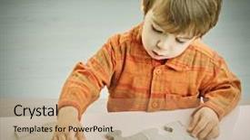  Presentation with evaluation of 5 years old boy - Cool new theme with puzzle smartart - baby two years old posing backdrop and a  colored foreground