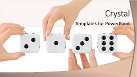  Presentation with racism white hands in modern - Theme having number 6 - hands and dices isolated background and a lemonade colored foreground