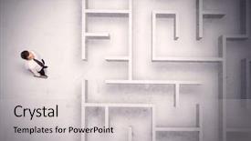  Presentation with businessman standing on maze - Amazing presentation having puzzle stocks - confused businessman standing backdrop and a light gray colored foreground