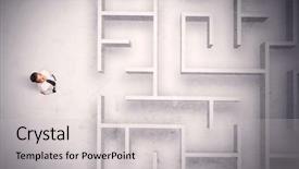  Presentation with businessman standing on maze - Theme featuring puzzle stocks - confused businessman standing background and a light gray colored foreground