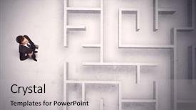  Presentation with businessman standing on maze - Presentation theme having puzzle stocks - confused businessman standing background and a light gray colored foreground