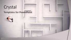  Presentation with businessman standing on maze - Theme featuring puzzle stocks - confused businessman standing background and a lemonade colored foreground