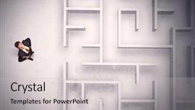  Presentation with businessman standing on maze - Slide deck featuring puzzle stocks - confused businessman standing background and a  colored foreground