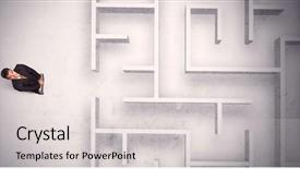  Presentation with maze - Slides with puzzle stocks - confused businessman standing background and a  colored foreground