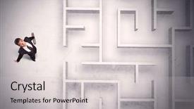  Presentation with businessman standing on maze - Theme featuring puzzle stocks - confused businessman standing background and a light gray colored foreground