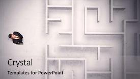  Presentation with businessman standing on maze - Colorful presentation design enhanced with puzzle stocks - confused businessman standing backdrop and a  colored foreground