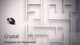  Presentation with businessman standing on maze - Presentation consisting of puzzle stocks - confused businessman standing background and a light gray colored foreground