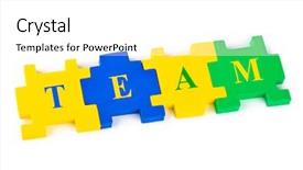  Presentation with puzzle team - Presentation theme having puzzle team isolated on white background and a white colored foreground