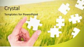  Presentation with measuring ingredient - Slide deck with puzzle tree - businessman measuring something with his background and a  colored foreground