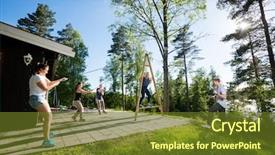  Presentation with woman tied rope sexual - Theme featuring puzzle tree - coworkers pulling ropes to balance background and a tawny brown colored foreground