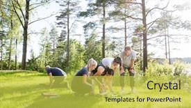  Presentation with building blocks - Cool new presentation design with puzzle tree - friends playing with building blocks backdrop and a yellow colored foreground