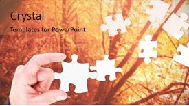  Presentation with tranquil - Beautiful slide set featuring puzzle tree - hand showing against tranquil autumn backdrop and a coral colored foreground