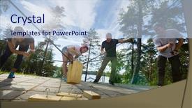  Presentation with females - Colorful PPT theme enhanced with puzzle tree - males and females picking up backdrop and a light blue colored foreground