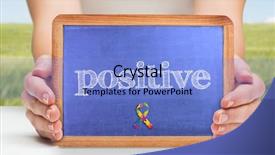  Presentation with puzzle green - Presentation design enhanced with puzzle tree - word positive and hands showing background and a light blue colored foreground