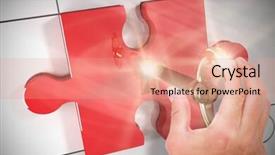  Presentation with key - Slide deck featuring puzzle unlock - hand presenting against key unlocking background and a  colored foreground