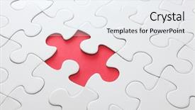  Presentation with red puzzle - Colorful presentation theme enhanced with puzzle with missing red piece backdrop and a sky blue colored foreground