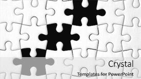  Presentation with puzzle pieces - Beautiful slide set featuring puzzle with three missing pieces backdrop and a light gray colored foreground