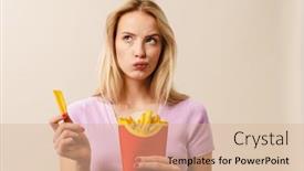  Presentation with french fries - Beautiful slide set featuring puzzled-beautiful-girl-thinking backdrop and a coral colored foreground