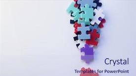  Presentation with jigsaw - Colorful presentation design enhanced with puzzled form a exclamation mark backdrop and a  colored foreground