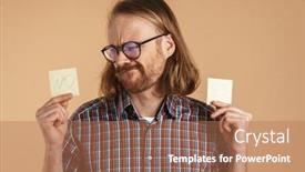  Presentation with yes - PPT theme with puzzled-ginger-man-showing-piece background and a coral colored foreground