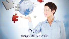  Presentation with jigsaw globe - Beautiful slide set featuring puzzles and a globe backdrop and a sky blue colored foreground