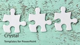  Presentation with closeup of foosball table soccer - PPT layouts having puzzles on wooden table closeup background and a mint green colored foreground