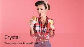  Presentation with burger fries - Presentation consisting of patato - portrait of a puzzled beautiful background and a coral colored foreground