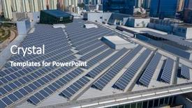  Presentation with solar panel - Colorful presentation theme enhanced with pv energy - solar panel on roof top backdrop and a gray colored foreground