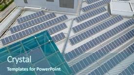  Presentation with solar energy - Colorful presentation enhanced with pv energy - solar panel station on roof backdrop and a  colored foreground