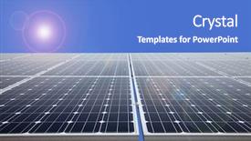  Presentation with solar power - PPT theme consisting of pv energy - solar power panel background and a teal colored foreground