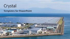  Presentation with solar power plant - Slide set with pv energy - solar power plant background and a light blue colored foreground