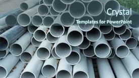  Presentation with pvc - Theme consisting of pvc pipes stacked in construction background and a ocean colored foreground