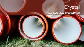  Presentation with pvc plastic - Colorful slide set enhanced with pvc-tubes-plastic-pipes-stacked backdrop and a tawny brown colored foreground