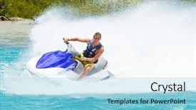  Presentation with jet - Slide deck enhanced with man on jet ski having background and a light blue colored foreground