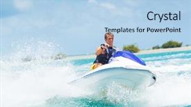 Presentation with jet - Amazing PPT theme having man on jet ski having backdrop and a light blue colored foreground