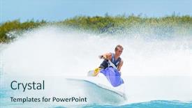  Presentation with ski - Colorful slide set enhanced with worker operating cnc machine in backdrop and a  colored foreground.