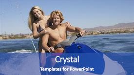  Presentation with jet - Slide set with young couple riding jet ski background and a ocean colored foreground