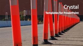  Presentation with traffic - PPT theme with pylone - line of delineators cone off background and a tawny brown colored foreground