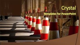  Presentation with barrage - Slides having pylone - row of red barrage signs background and a tawny brown colored foreground