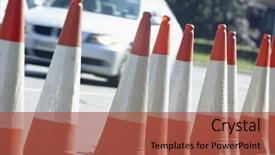  Presentation with traffic road - Colorful theme enhanced with pylone - traffic cones lined up backdrop and a red colored foreground