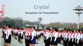  Presentation with north korea - PPT layouts consisting of pyongyang-march-23-korean-pioneer background and a sky blue colored foreground