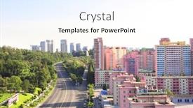  Presentation with north korea - Beautiful PPT theme featuring pyongyang-north-korea-dprk-september backdrop and a sky blue colored foreground