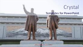 Presentation with leaders - Slide set with pyongyang-north-korea-dprk-september background and a sky blue colored foreground