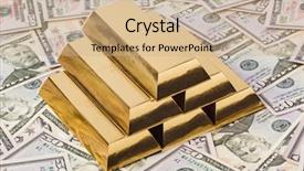  Presentation with gold bars - Presentation theme having financial pyramid - gold bars and money background and a soft green colored foreground